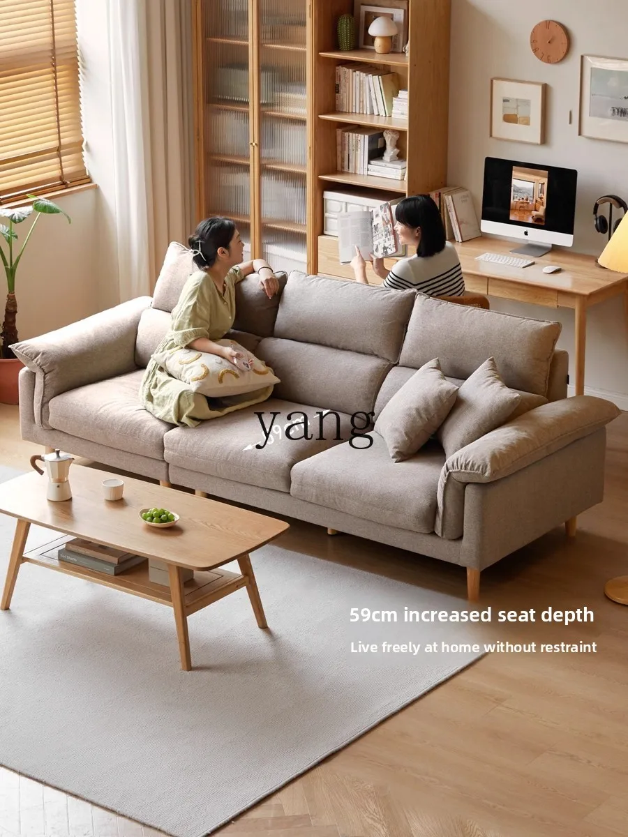 LMM living room simple three-person leather sofa household white cat scratch high-footed cloth sofa