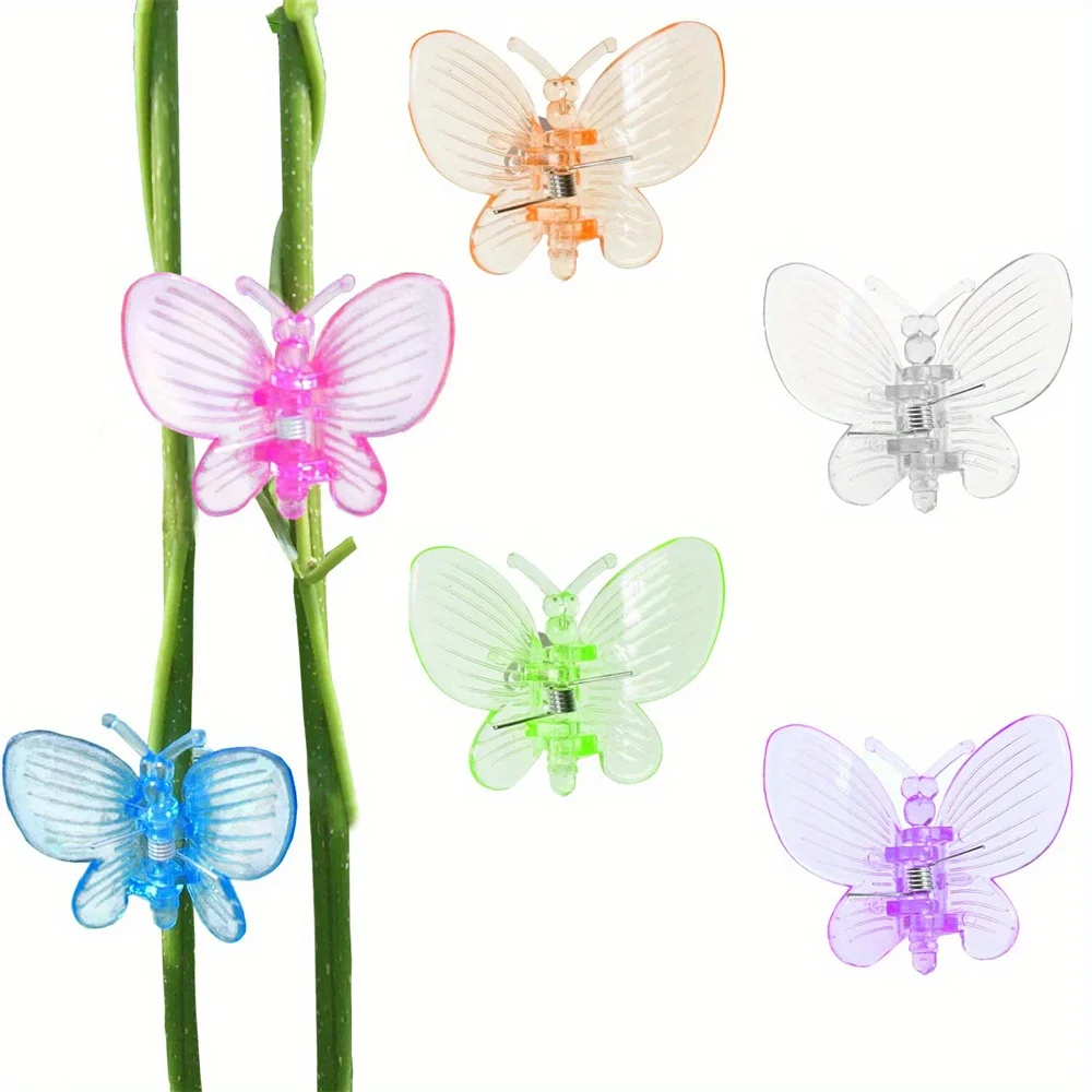 30pcs Colorful Orchid Clips Butterfly Clamps Garden Plants Vine Climbing Fixed Support Plastic Ornamental Clips Bonsai Decor Mix