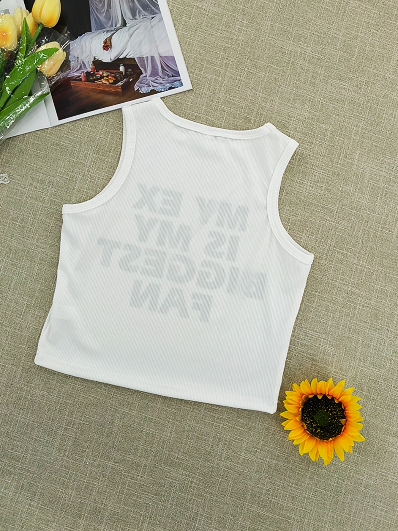 Ins primavera/verão nova chegada streetwear trendsetter em torno do pescoço versátil carta impressão colheita topo