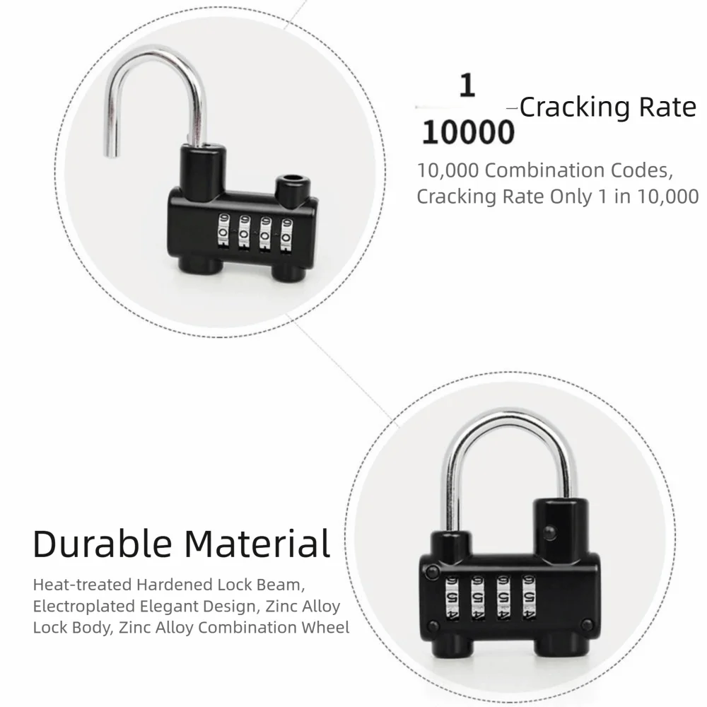 

4 Dial Digit Combination Padlock Weatherproof Protection Waterproof Security Code Lock Heavy Duty Rustproof Password Padlock