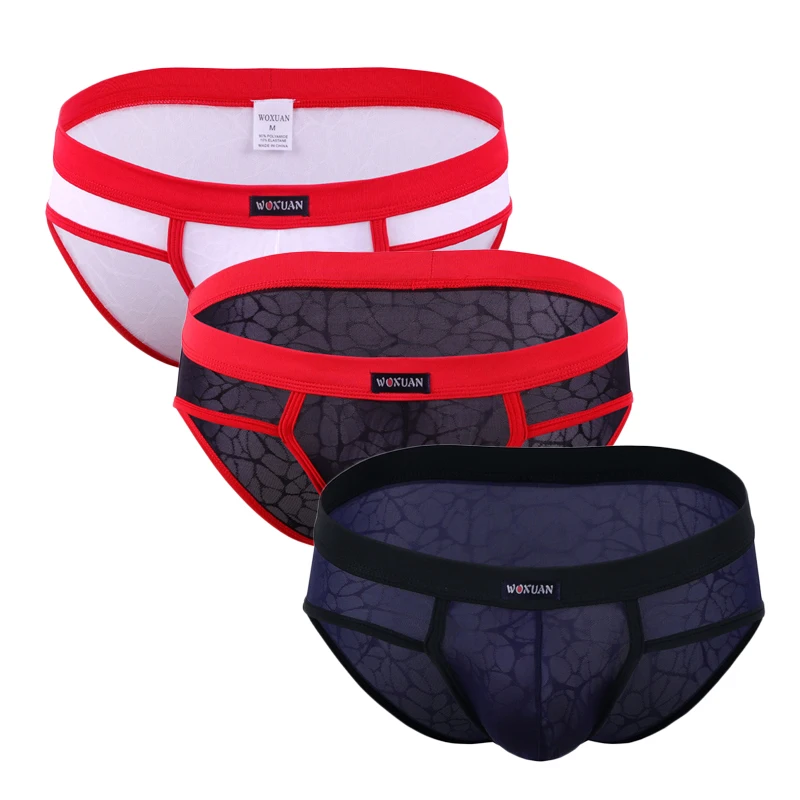 

Мужские трусы-брифы Jockmail, 3 шт., кружевные, дышащие, эластичные, мягкие, сексуальные, нижнее белье
