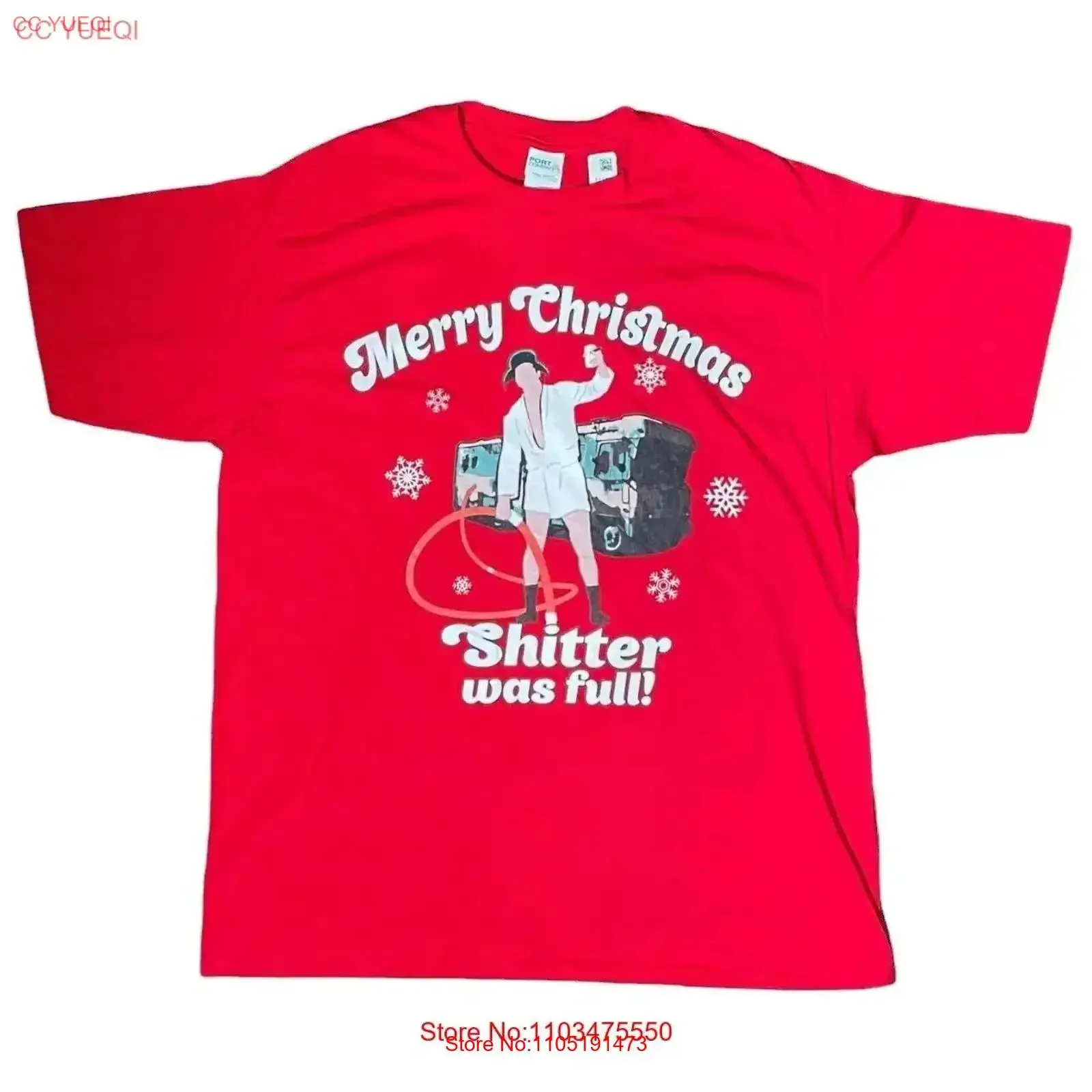 National Lampoon Christmas Vacation Merry Shitter Was Full Red T Shirt vintage Washed Top For Everyday Wear Casual Soft