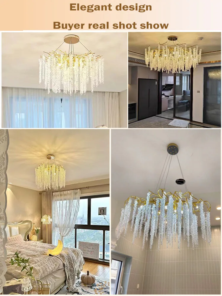 Imagem -06 - Estilo Minimalista Crystal Chandelier Lâmpada Simples Luz Pingente Adequado para Quarto Jantar Sala de Estar Villa g9