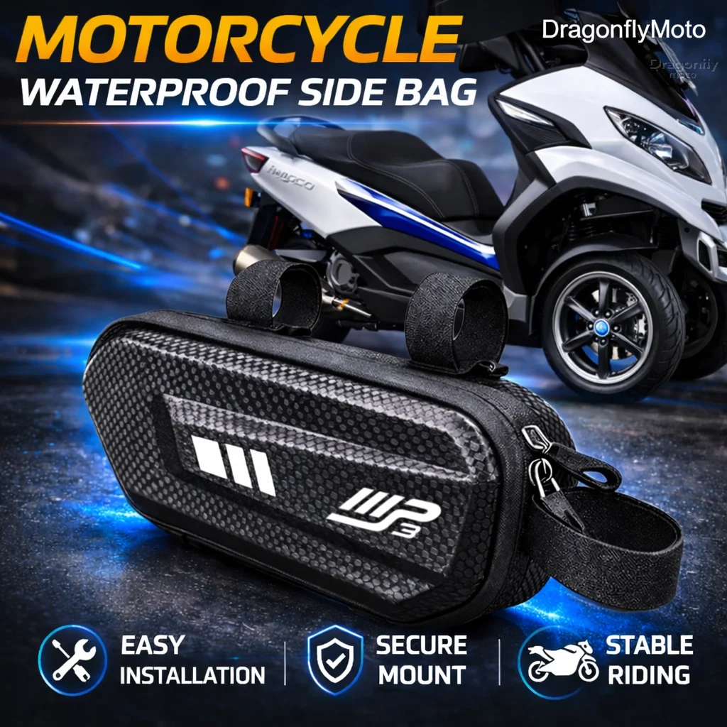 

Large Capacity Motorcycle Side Bag For Piaggio MP3 125 300 400 500 MP3125 MP3300 MP3500 Waterproof Multifunctional Storage Pouch