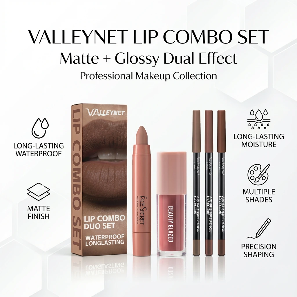 5 قطعة مجموعة كومبو الشفاه النهائية ماتي أحمر الشفاه السائل بطانة الشفاه + زيت ملمع الشفاه طويلة الأمد مقاوم للماء مجموعة الشفاه عارية الشفاه كومبو #5