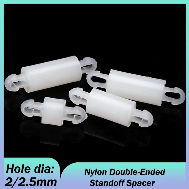 100pcs Hole Dia 2/2.5mm Nylon Double-Ended Standoff Spacer Plastic Pillar Moutherboard PCB Circuit Board Column Support Standoff