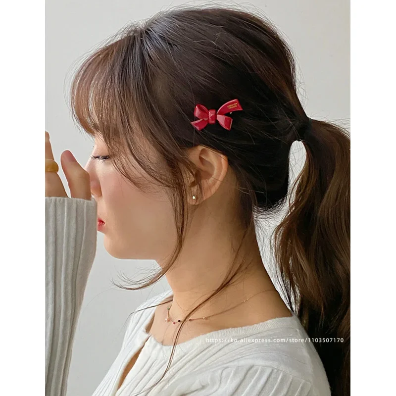 Small Mermaid Bow Strap Broken Hair Clip~Korean FRANCE Gold Label Duck billed Clip with Side Clip and Bang Clip