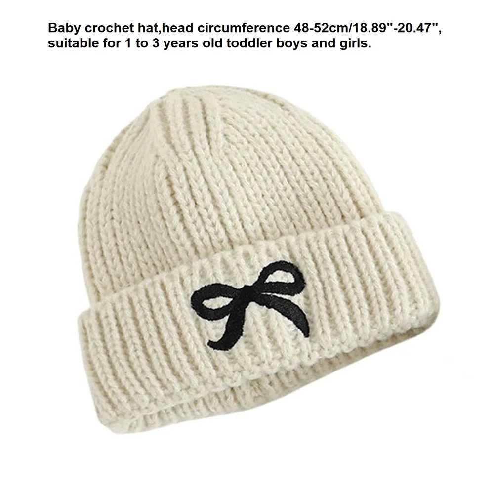 蝶ネクタイ付きの刺繍ニット帽,1〜3歳の子供向けの暖かい帽子,秋と冬の新しいファッション