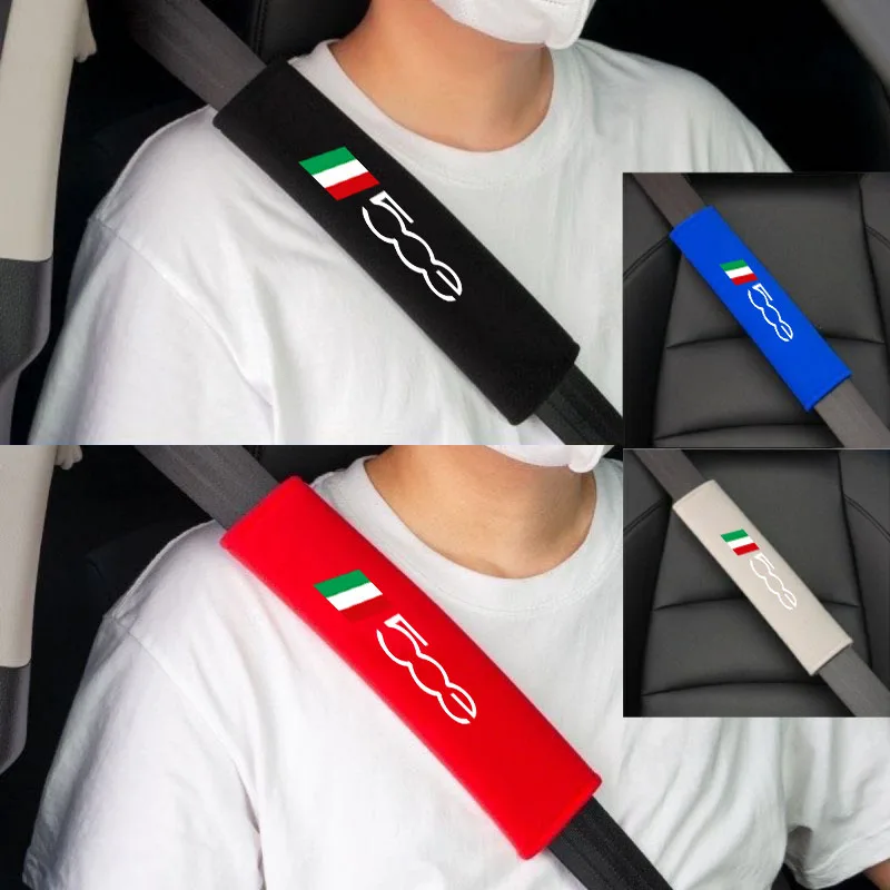

2Pcs flannelette Car Seat Belt Cover Car Safety Belt Shoulder Protection for Fiat Abarth 500 E 500E Car Accessories