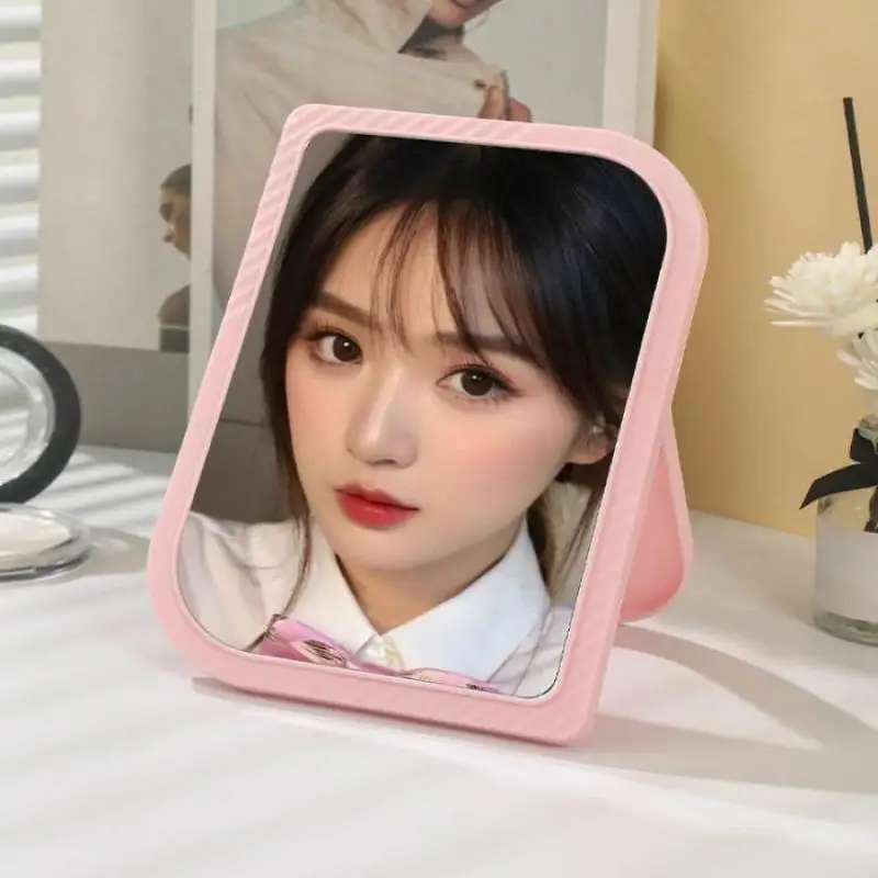 Quadratischer Schminkspiegel mit Lupe, hochauflösender, zusammenklappbarer Desktop-Schminkspiegel, mehrfarbiger tragbarer Schminkspiegel