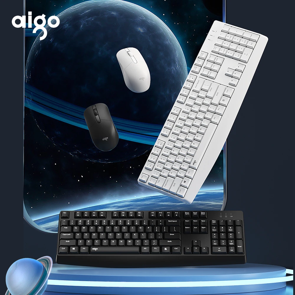 

Aigo Wireless Keyboard and Mouse Combo 2.4G USB Silent Keyboard and Mouse Full-Size Slim Keyboard & Mouse Set For Windows Mac