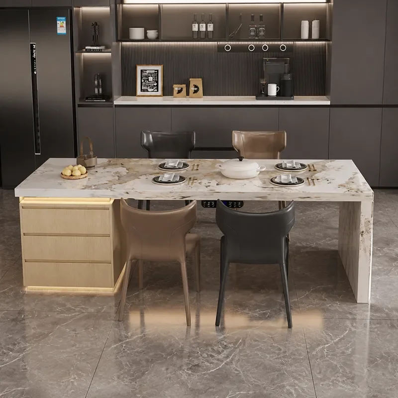 Flush Island Dining Table Integrated Kitchen Partition Rock Slab Classic 2025 Nakajima Island Locker Customizable