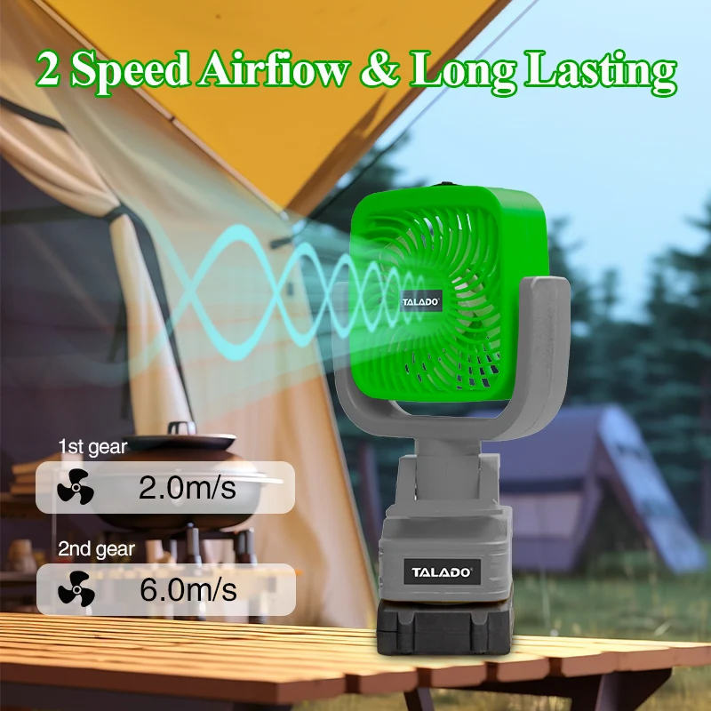 21VAir Circulators Camping Fan Ventilator with Light Auto Oscillating Wireless Fan Rechargeable Portable Electric Fan