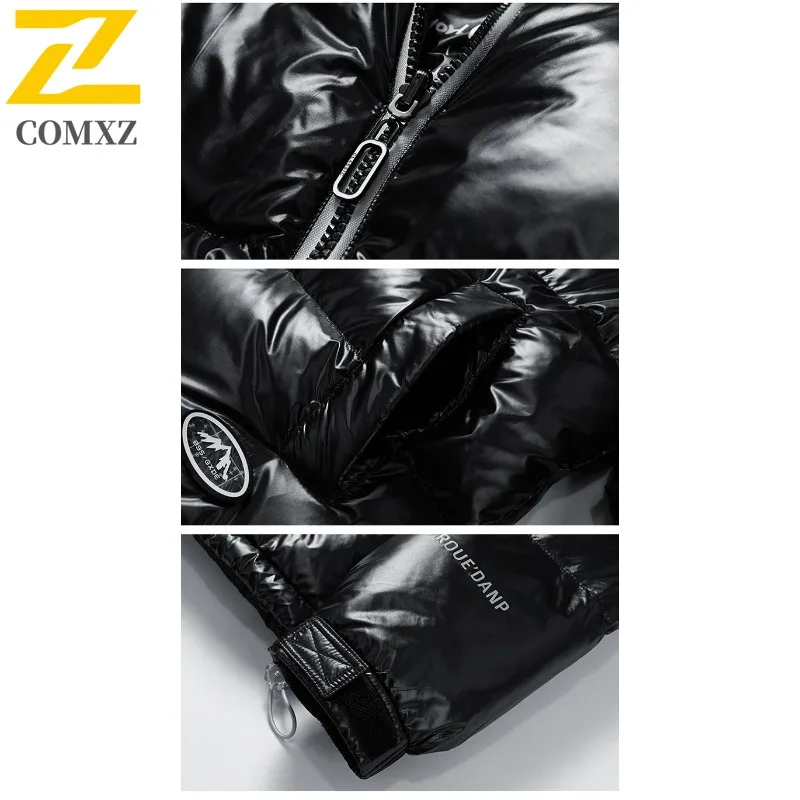 COMXZ White Duck Down Jacket Gradient Color Trendy Thick Warm Skiing Puffer Jacket Snowy Windproof Winter Jacket Men's Clothing