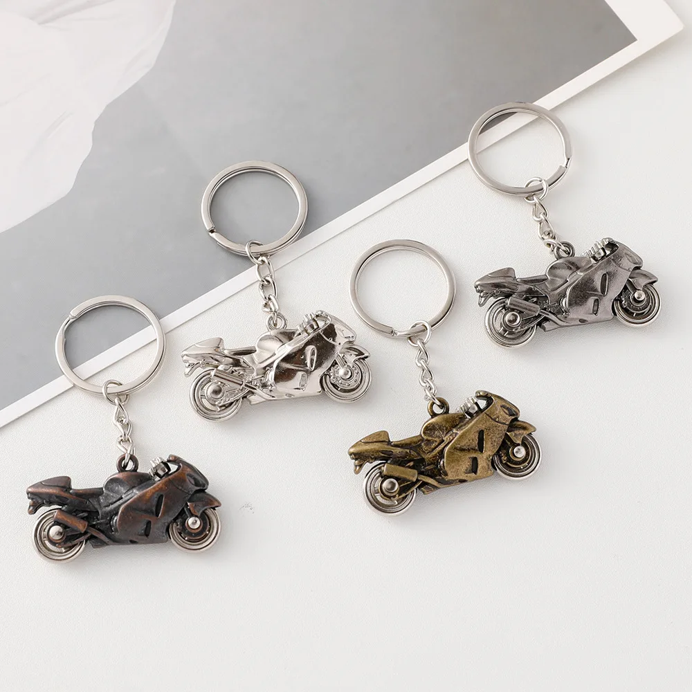 Retro Motorcycle Keychain Metal Excitebike Pendant Car Keyring for Women Men Backpack Accessories Key Fob Souvenir Gifts