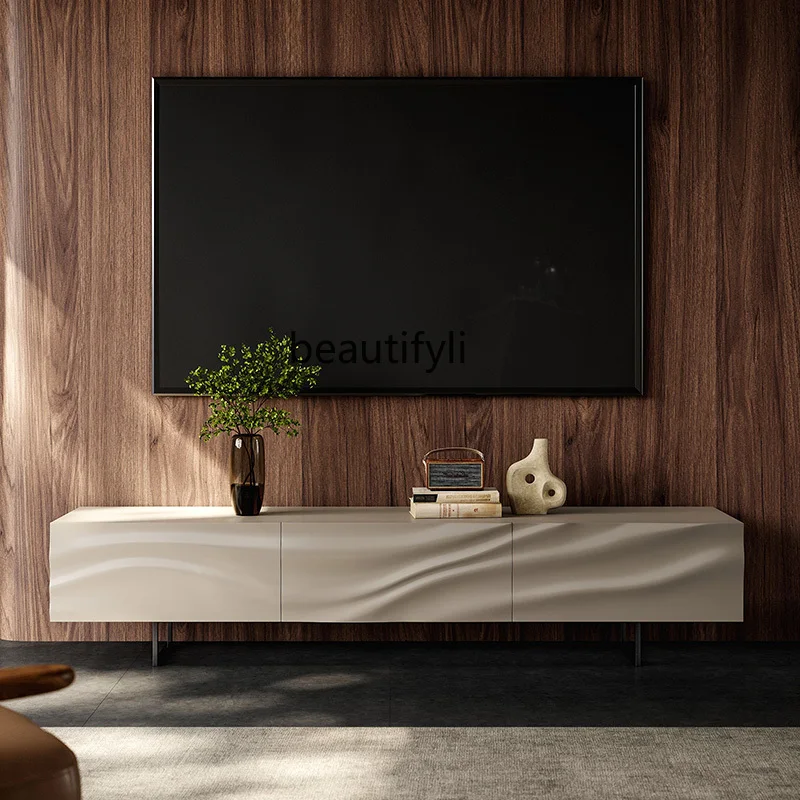 

Modern light luxury TV cabinet, living room home Italian minimalist, high-end solid wood, TV cabinet