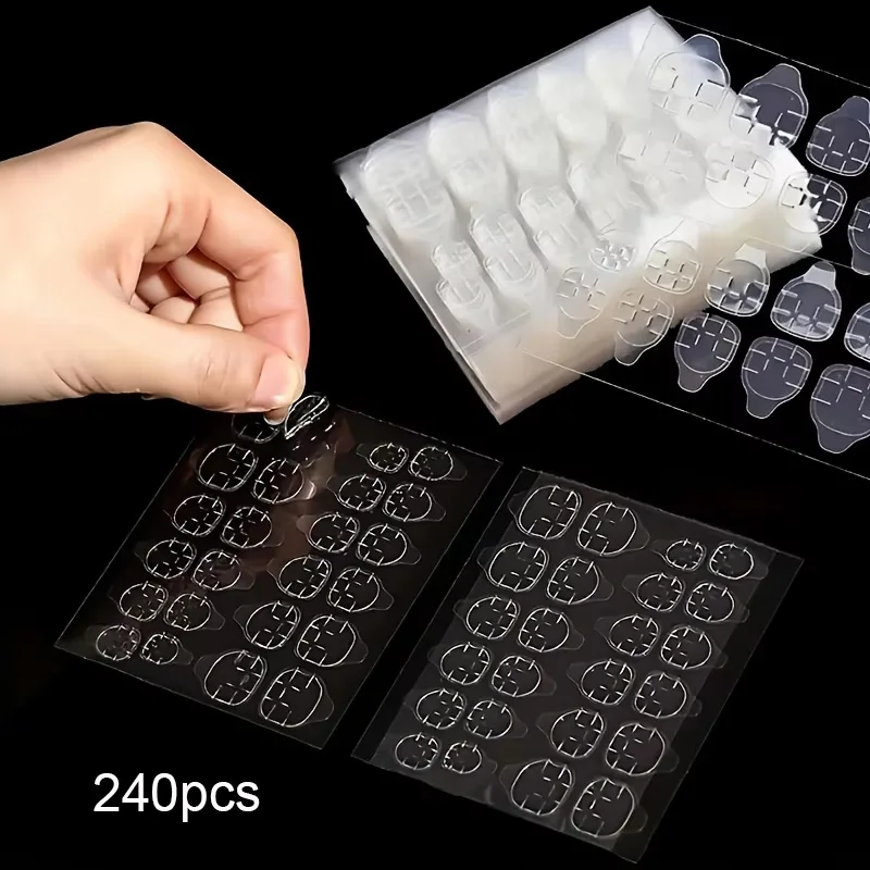 両面ネイルジェリー接着剤透明フェイクネイルアートテープ接着剤ステッカー DIY 再利用可能なネイルアクセサリー