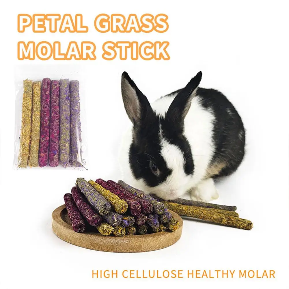 6/18pcs Rabbit Chew Sticks Mixed Natural Flower Chew Toys Treats For Rabbit Bunny Chinchilla Guinea Pig Hamster Molar Snack