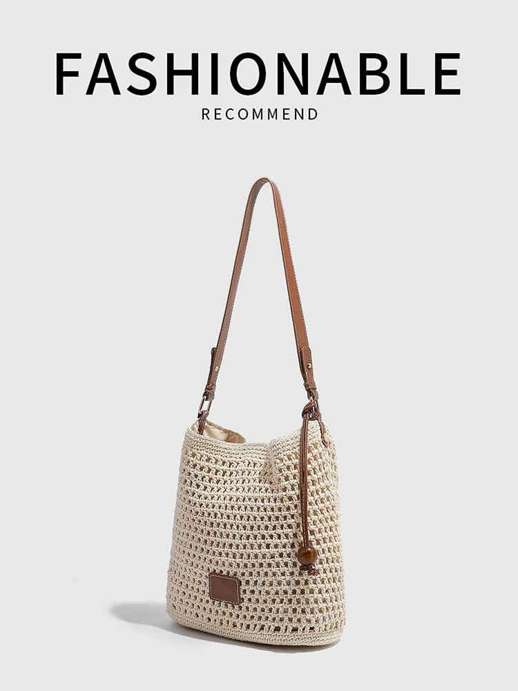 

New Style Women's Hollow Woven Tote Bag for Spring and Summer Beach Vacation Travel Shoulder Bag