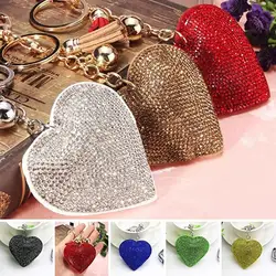 Tassels Love Heart Keychains Charming Romantic Dazzling Rhinestone Love Heart Key Chain Bags Pendant Car Keyring Jewelry Gift