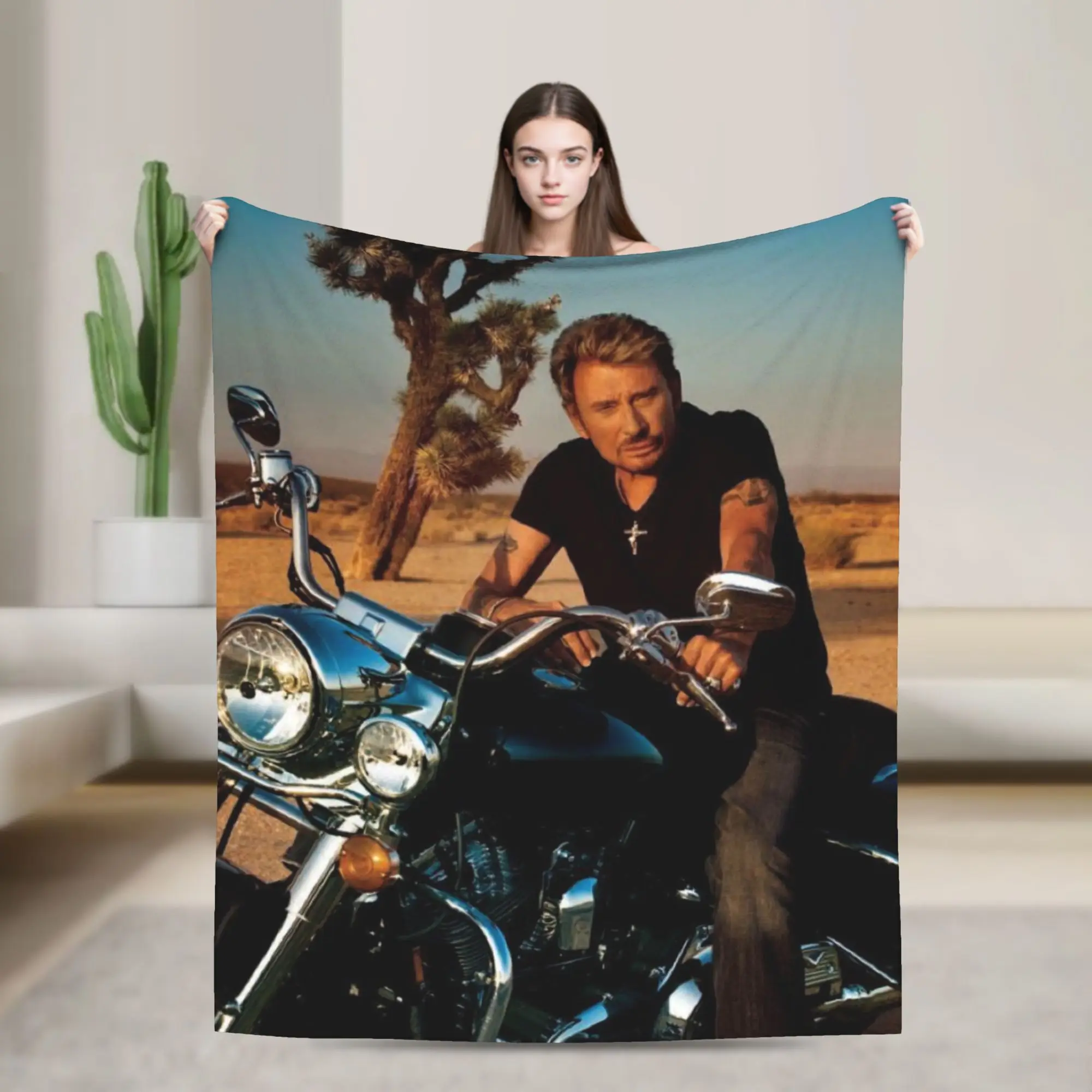 

Johnny Hallyday rock legend Throw Blanket for Couch Soft Fuzzy Plush Blanket 50x60 Inches Multi-size Bedspreads for All Seasons