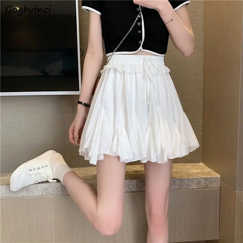 

Pleated Skirts Women Solid Gentle Stylish All-match Streetwear Prevalent Mini Cozy Designed Sweet Lovely Girls Summer Ins Chic