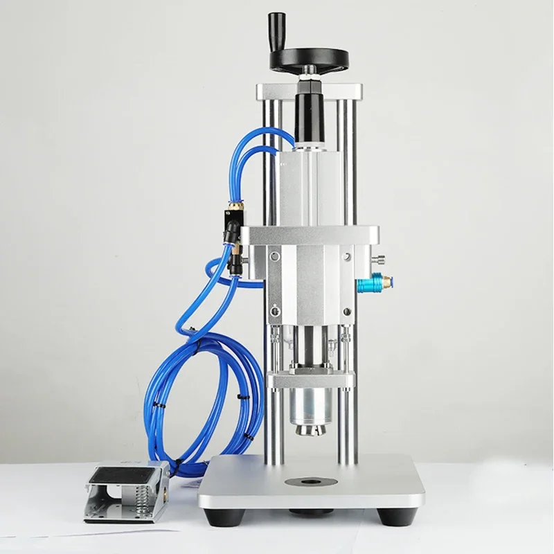 Máquina taponadora neumática LY, equipo de sellado de botellas, herramienta de tapa de bloqueo de botellas de aceite para prensado de anillos de cuello, prensado superior de vial