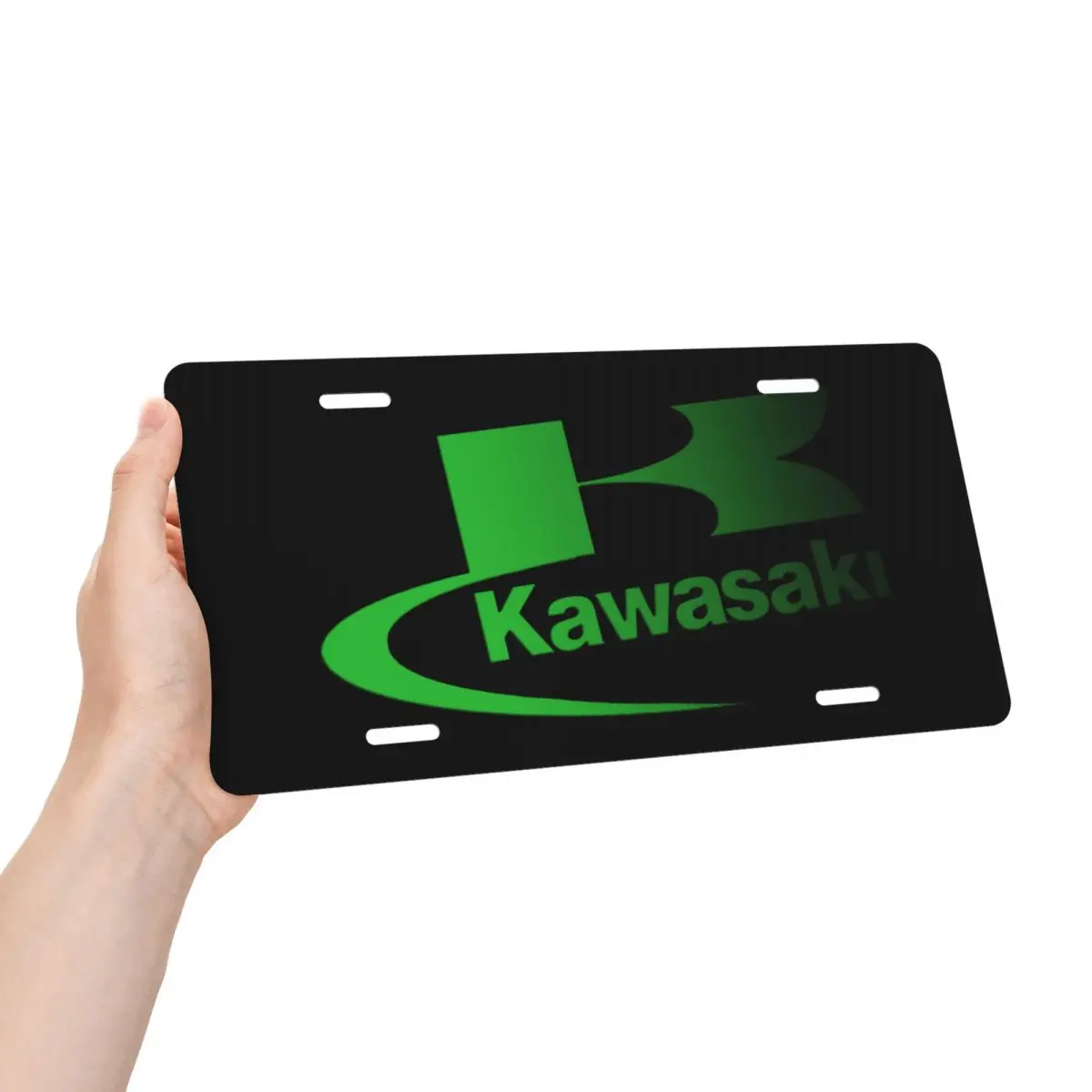 Customized Funny Kawasakis Logo Decorative Metal License Plate Motorcycle Racing Aluminum Car Front Vanity Tag 6x12 Inch