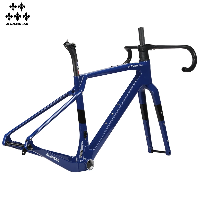 

Blue 2025 New ALANERAl gravel carbon fiber bicycle frame, off-road melon bike, road frame with handlebar seat tube