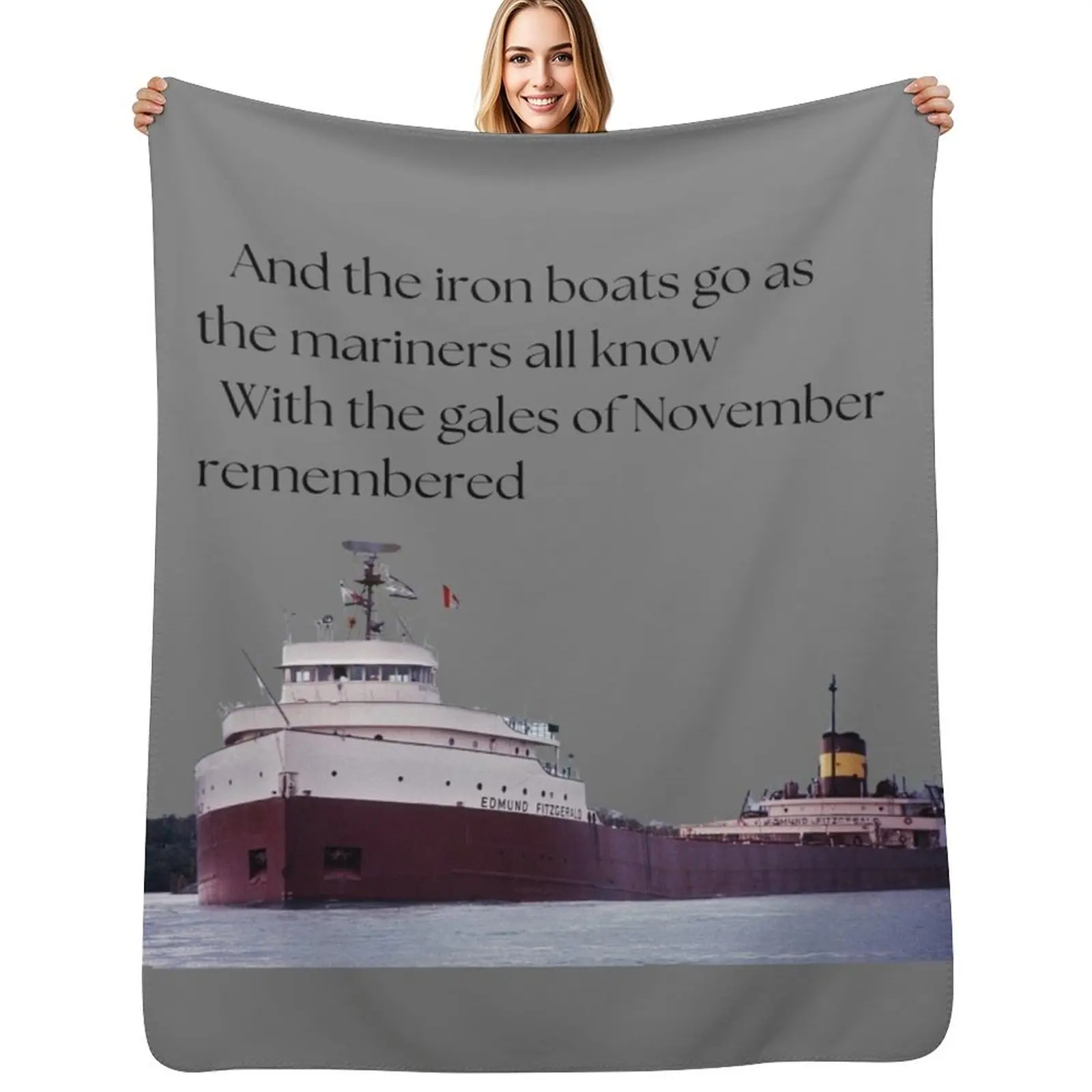 

History -- Edmund Fitzgerald Throw Blanket Cozy Light Blanket for Travel Camping Picnic