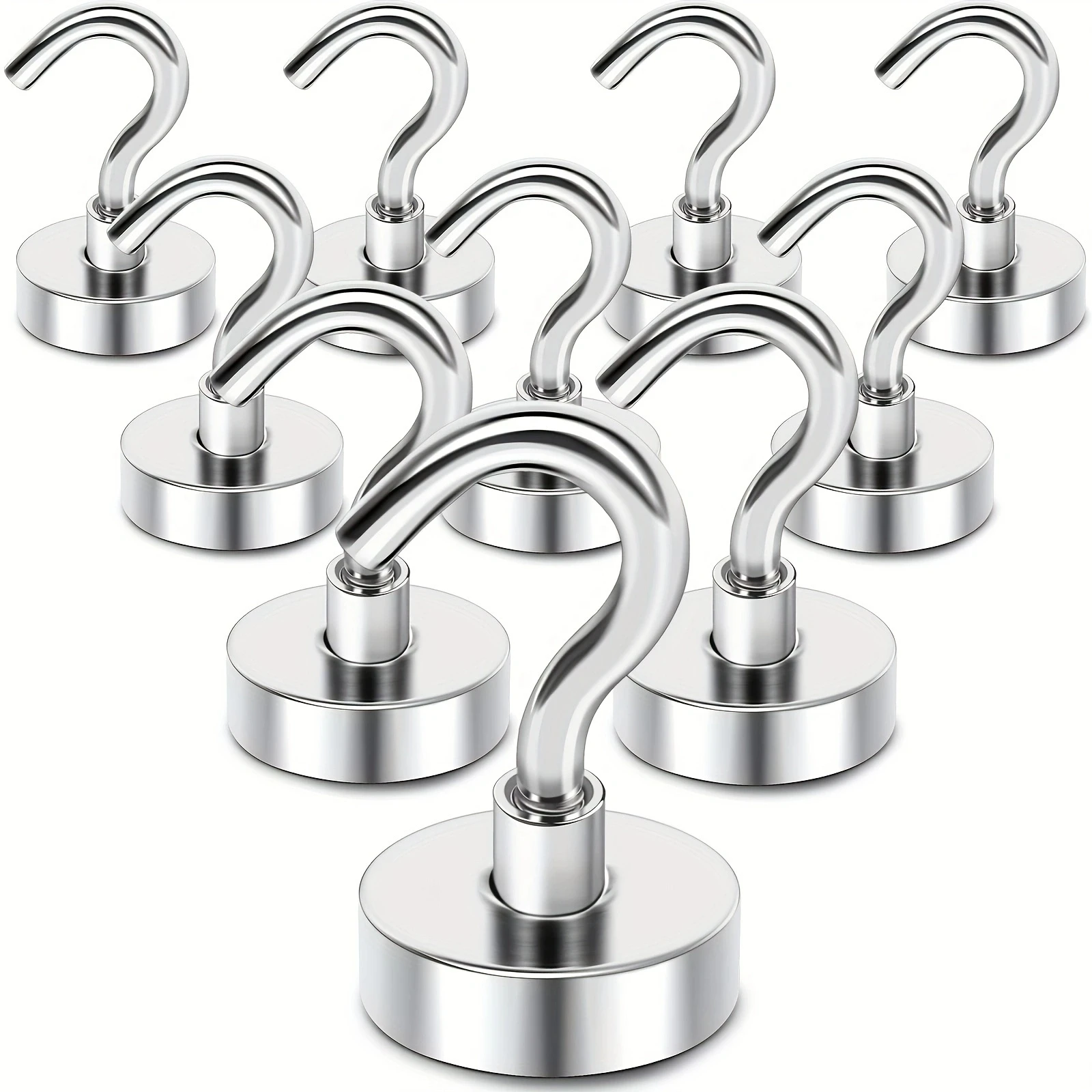 10pcs D20 Magnetic Hooks 50Lbs Heavy Duty for Cruise Cabins, Neodymium with Hooks for Hanging.