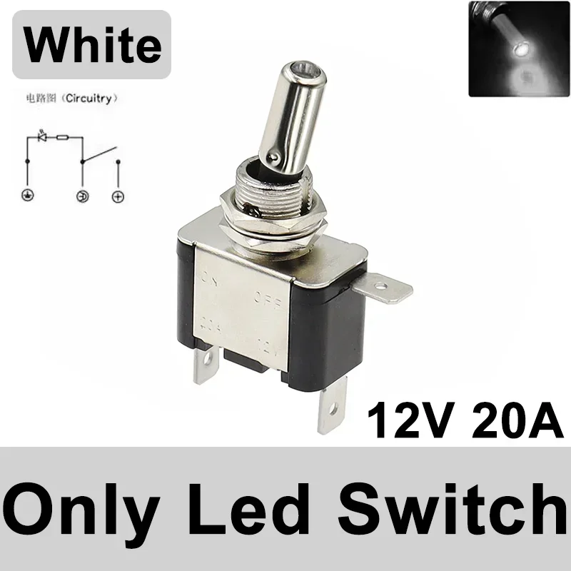 Beleuchteter LED-Kippschalter für Auto, Auto, Boot, LKW, mit Sicherheitsflugzeug, hochklappbarer Abdeckungsschutz, 12 V, 20 A, transparent