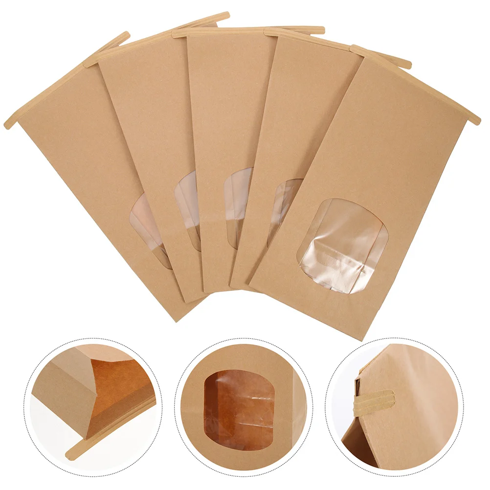 

50 Pcs Baking Paper Bag Bakery Bags Pouches Bread for Homemade Cookie Cookies with Window Pastry Small Packing