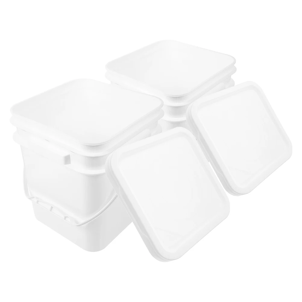 

Paint Bucket 2.6 Gallons White ABS Plastic Container with Lid for Storage Portable Square Handle Design Longtime Use Paint Can