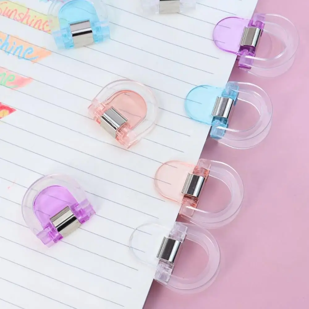 4pcs Multifunctional Page Holder Clip Multicolor Paper Clips Set Mini Transparent for Memo File Index Magazine Household