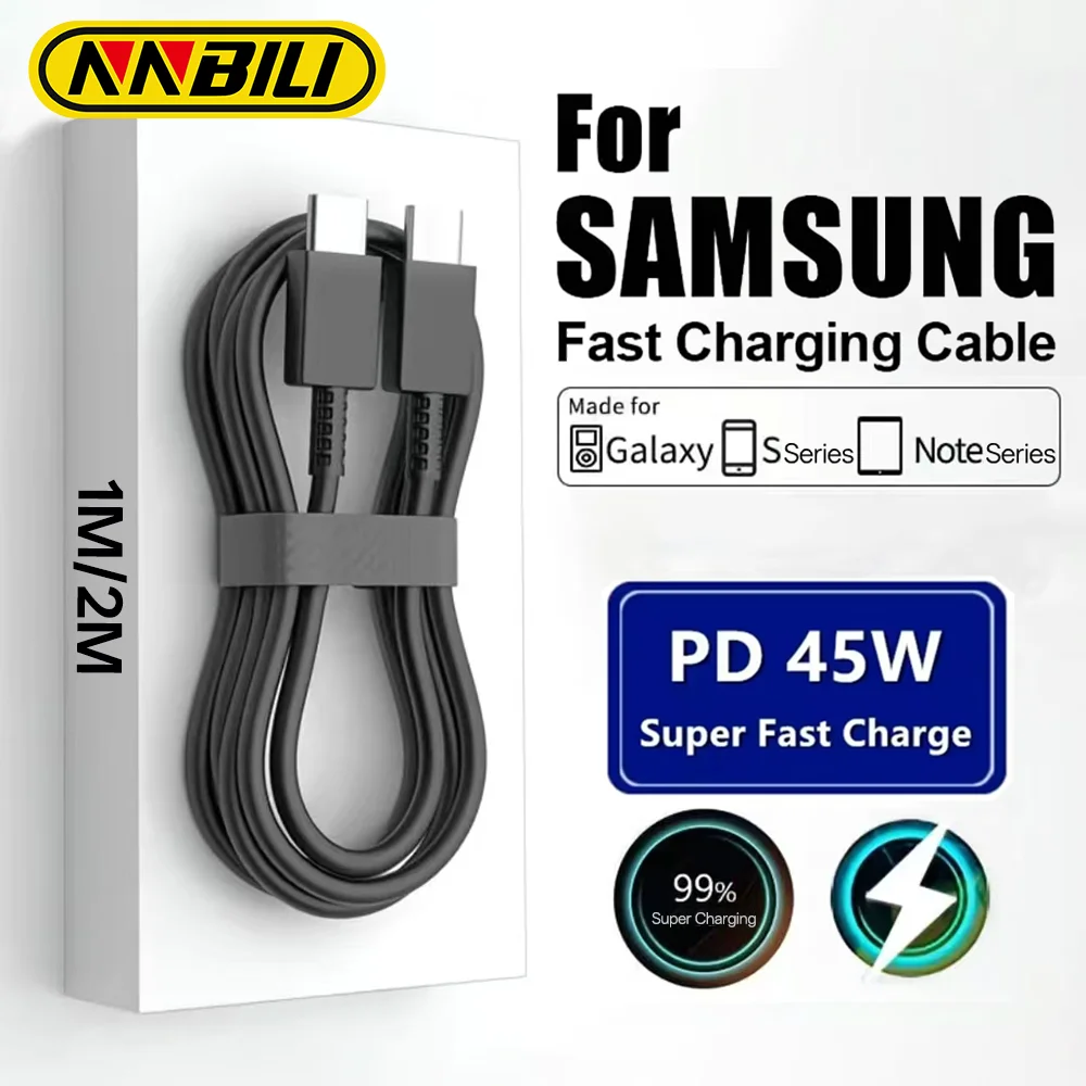 NNBILI 45W PD Cable For Samsung S25 S24 S23 FE S26 Ultra  Super Fast Charging A52 A53 A54 5G Note 10 20 Uitra 25W Type C Cable
