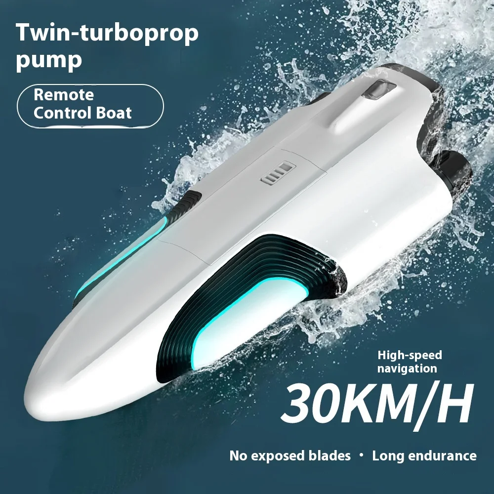 

S2 Rc Speedboat 30km/H 2.4g Remote Control Boat Twin Turbojet High-Speed Speedboat Capsize Reset Water Toy Competitive Boat