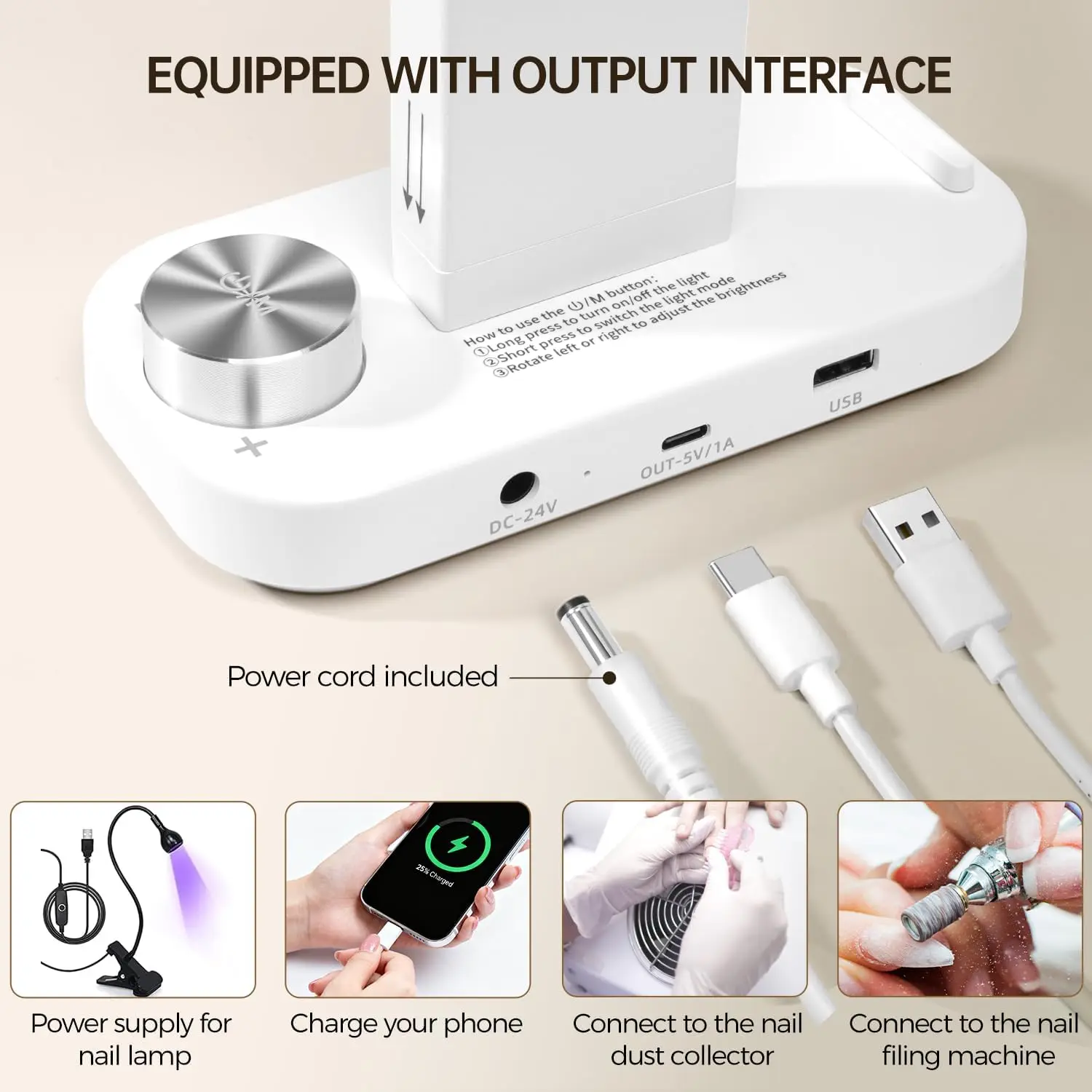 AORAEM 34' faltbare LED-Nagellampe, 456 LEDs, 3 Farbmodi, Telefonhalter