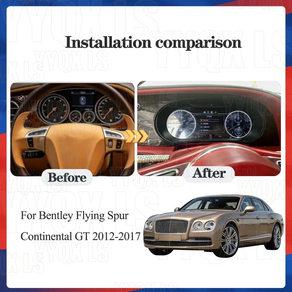 Car DIgital Cluster For Bentley Bentayga/Flying Spur 2005-2019 Virtual Cockpit Dashboard Vehicle Instrument Speedometer Screen
