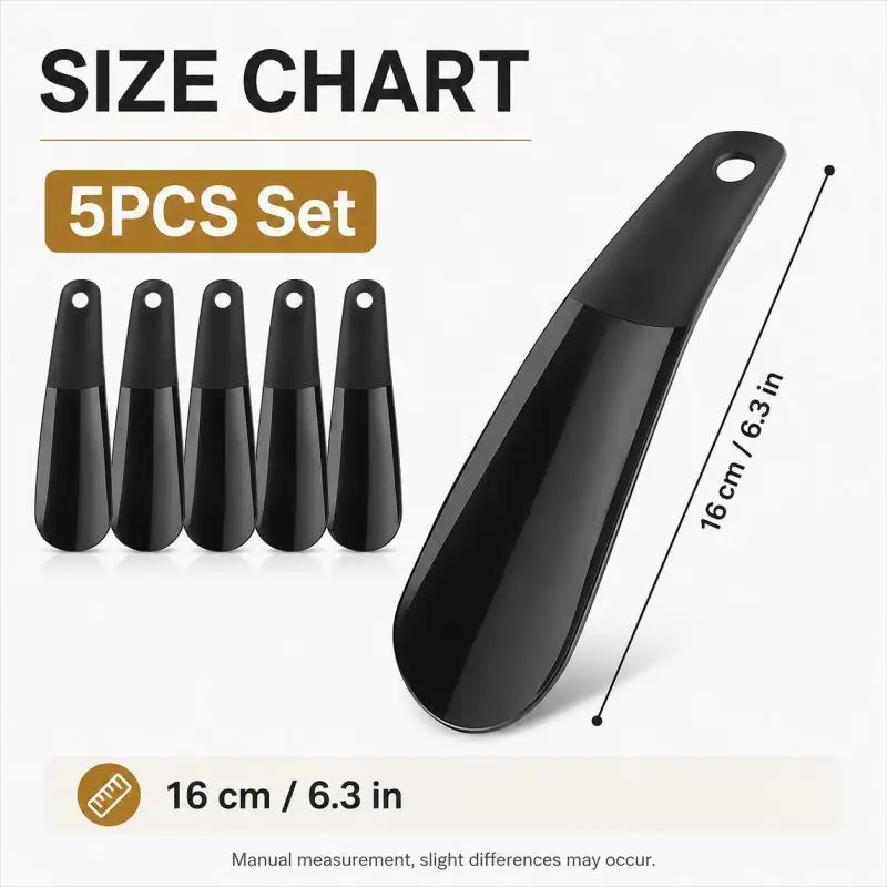 Set mit 5 Mini-Schuhlöffeln - Tragbare 16cm schwarze Schuhlöffel für einfaches Anziehen zu Hause, bei der Arbeit oder auf Reisen – Detail 4