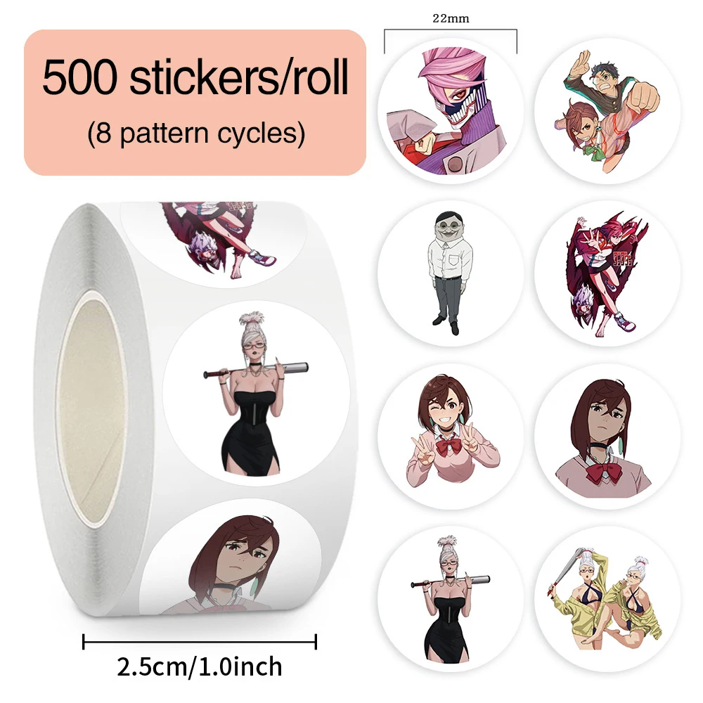 

500pcs/Roll Japan Anime DANDADAN Sealing Stickers Cool Cartoon Graffiti Decal Toy DIY Laptop Phone Kid Reward Gift Sticker Lable