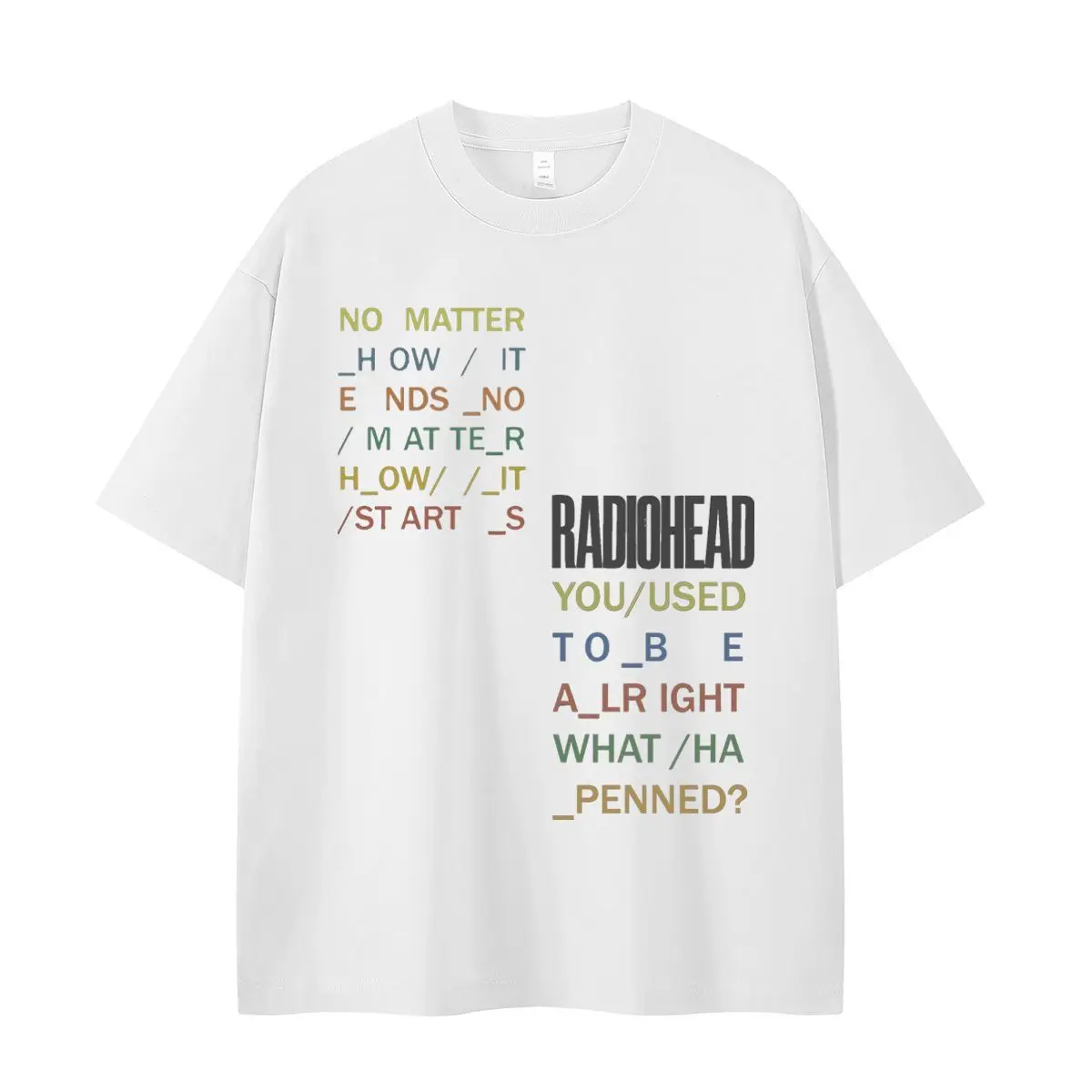 

Radiohead Ретро Американский уличный дизайн Feel Letter Rock Мужская и женская нижняя футболка из чистого хлопка с короткими рукавами