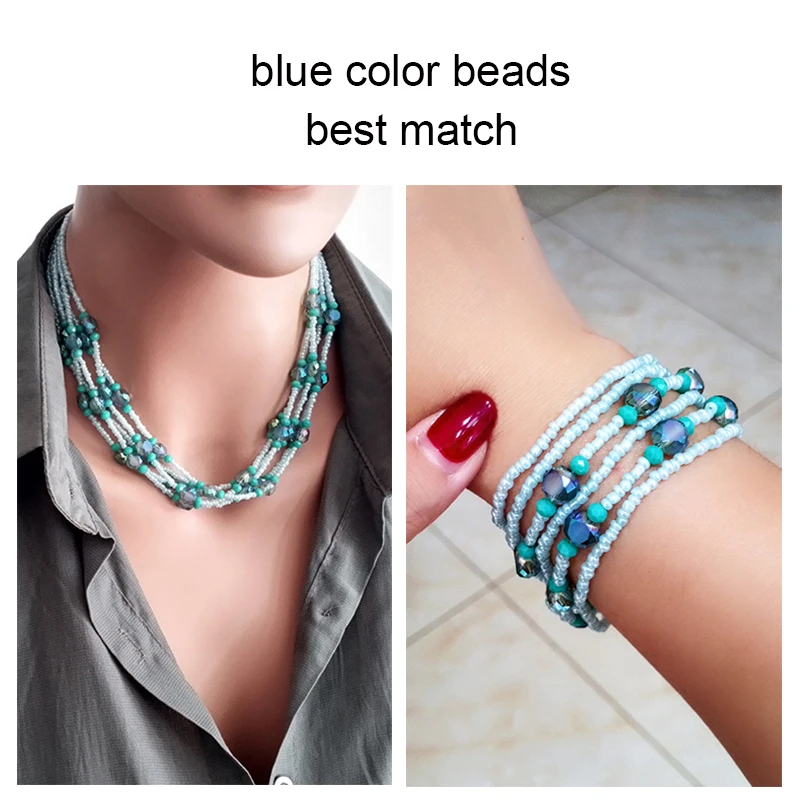 LEEKER Red Black Green Color Crystal Beads Multilayers Necklace For Women Magnet Buckle Bracelets on hand Jewelry 988 LK1