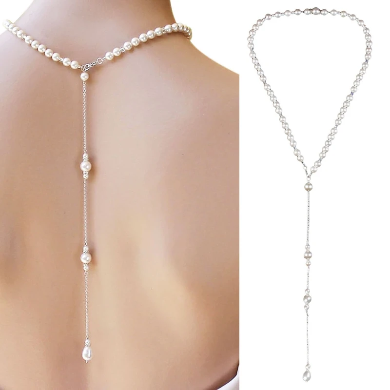 Fast Reach Dainty Back Necklace Body Chain Jewelry Wedding Bridal Backdrop Necklace