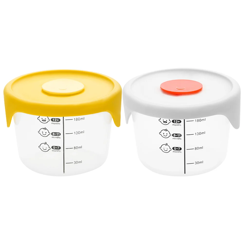 2 Pcs Containers Yellow White Sealed Storage Microwave Refrigerator Safe Baby Complementary Food Boxes Baby Food Storage Boxes