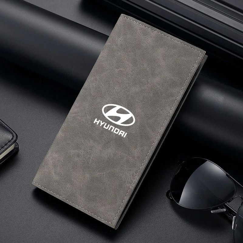 High Quality Male Long Wallet Vintage Portable Checkbook Organizer Card Holder Wallets For Hyundai Elantra i10 i30 Tucson N Line - view 5