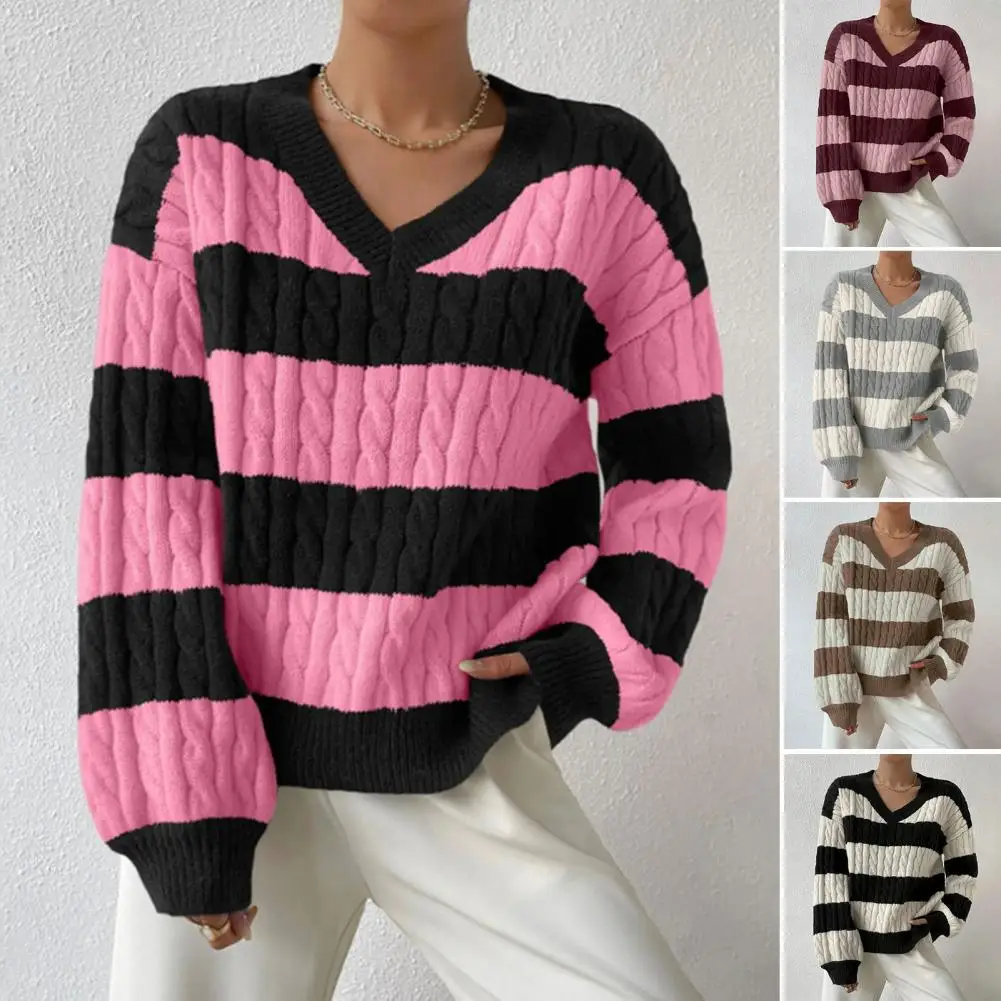 Pull court à col en V pour femmes, pull patchwork, pull de collection