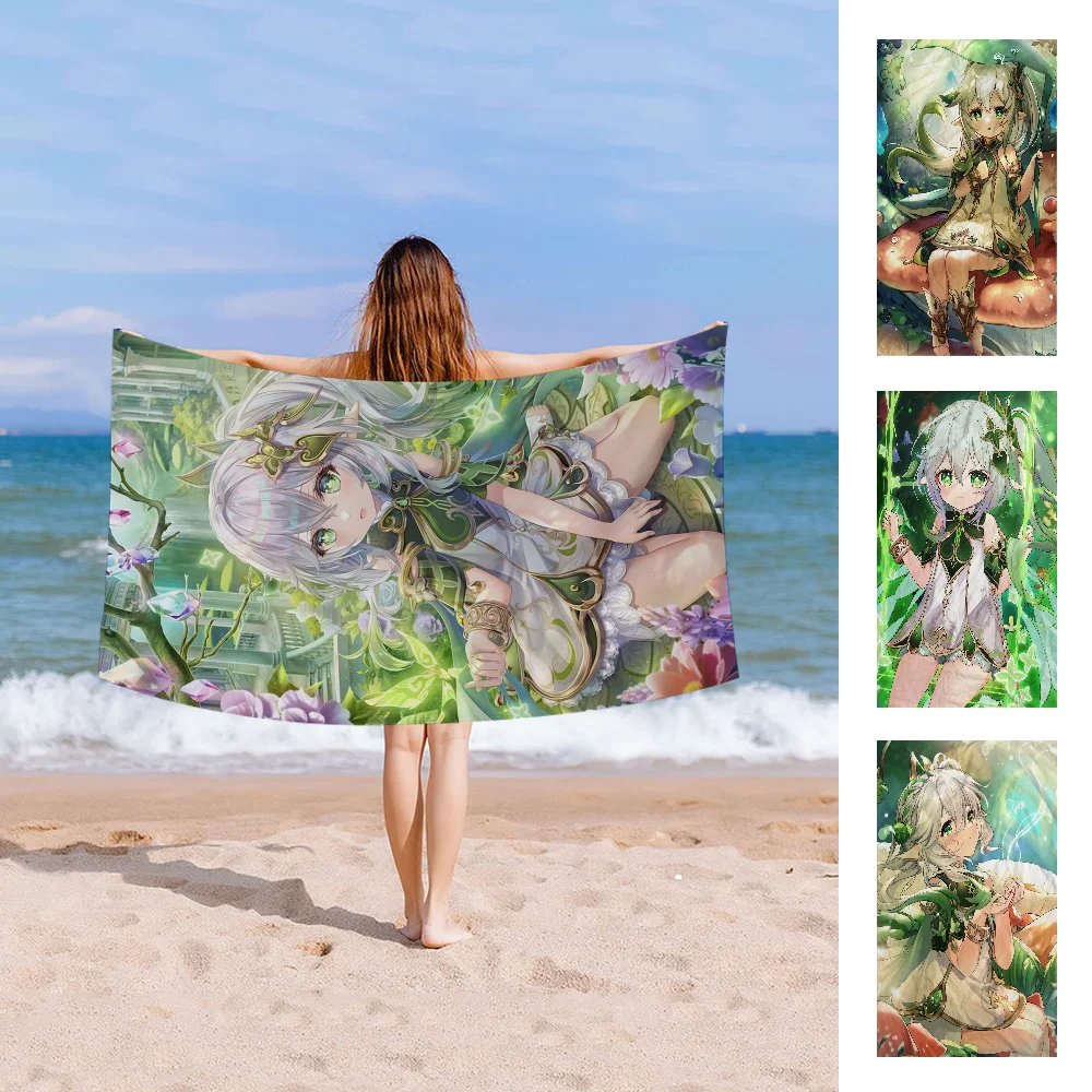 Nahida Genshin Impact Beach Towel Colorful Bath Towels For Girl Microfiber Quick Dry Custom Sand Free Beach Yoga Spa Gym Pool