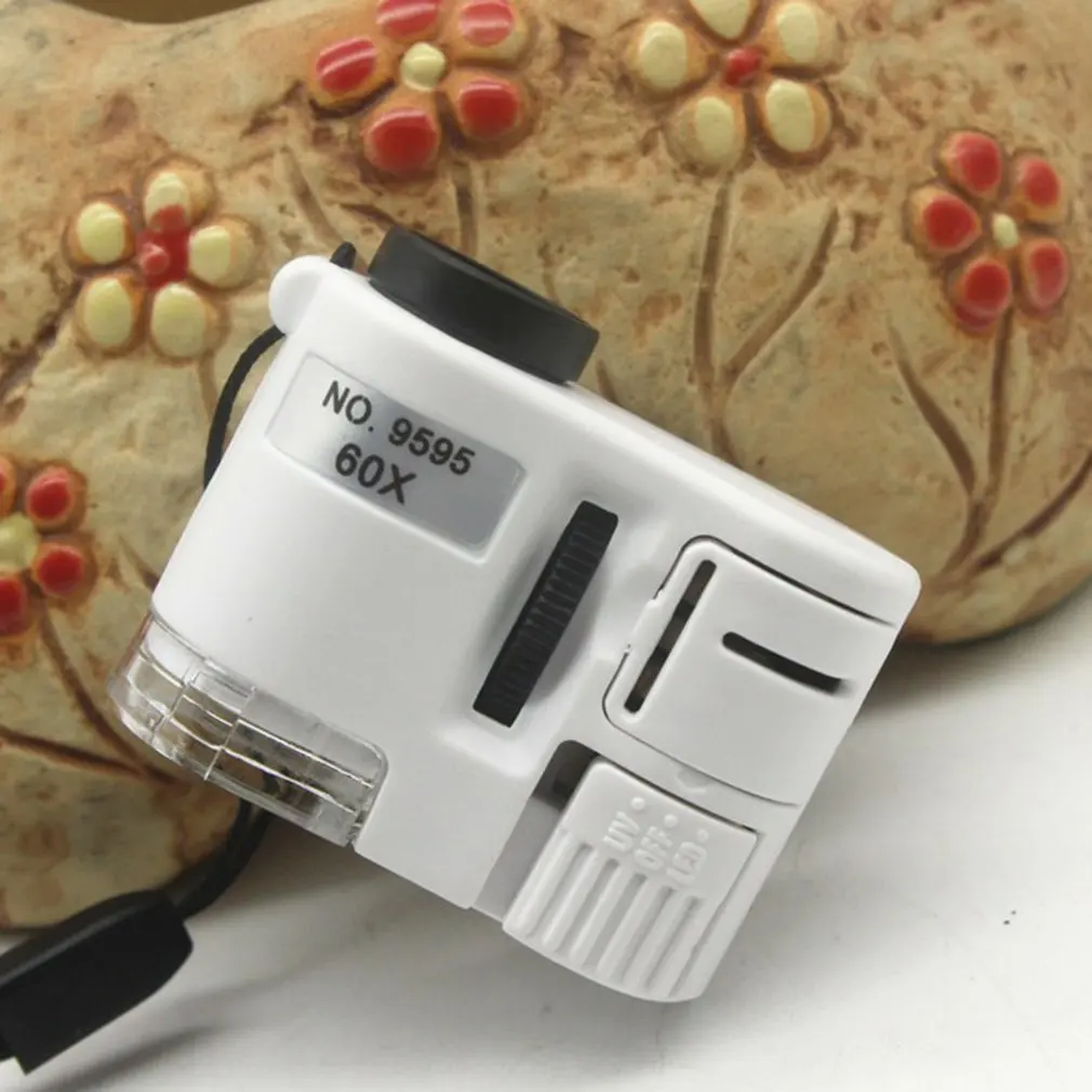 Microscopio tascabile Kit di giocattoli scientifici per bambini 60-120x Mini microscopio portatile educativo con luce a LED giocattolo per bambini all'aperto