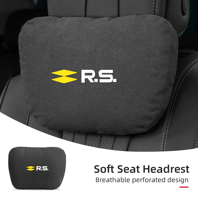 Almohada de cuero de gamuza para el cuello del coche, cojín para el reposacabezas del asiento del coche, para Renault Clio 3 4 Captur Sparco Megane 4 2 3 Trafic Logan